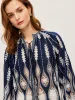 Semi-Sheer Embroidered Tie-Neck Blouse sold by COMMENSE