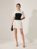 2 in 1 Panel Decor Button Lapel Shirt Dress sold by COMMENSE