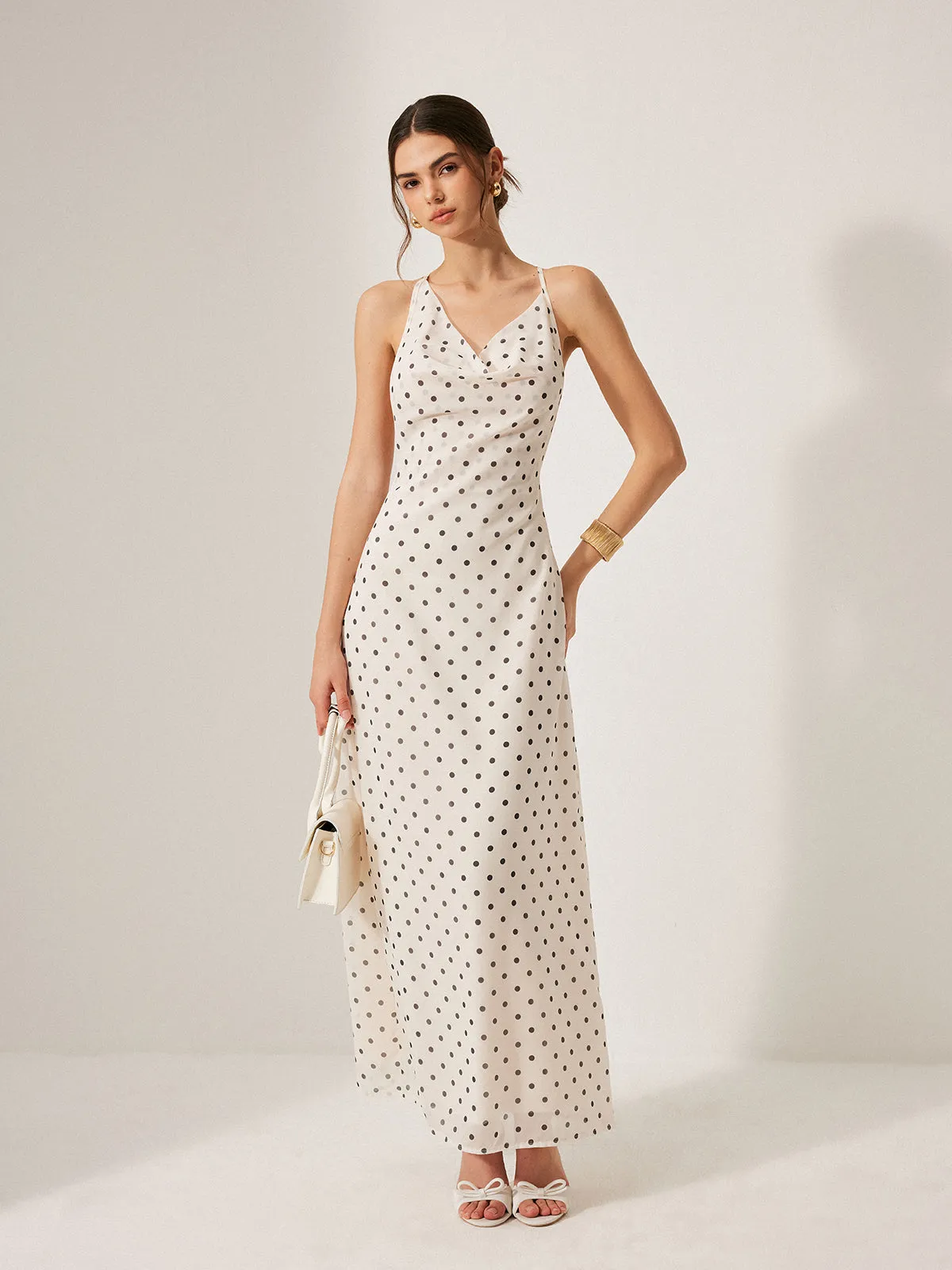 Chiffon Backless Polka Dot Tie Dress sold by COMMENSE product image thumbnail 4