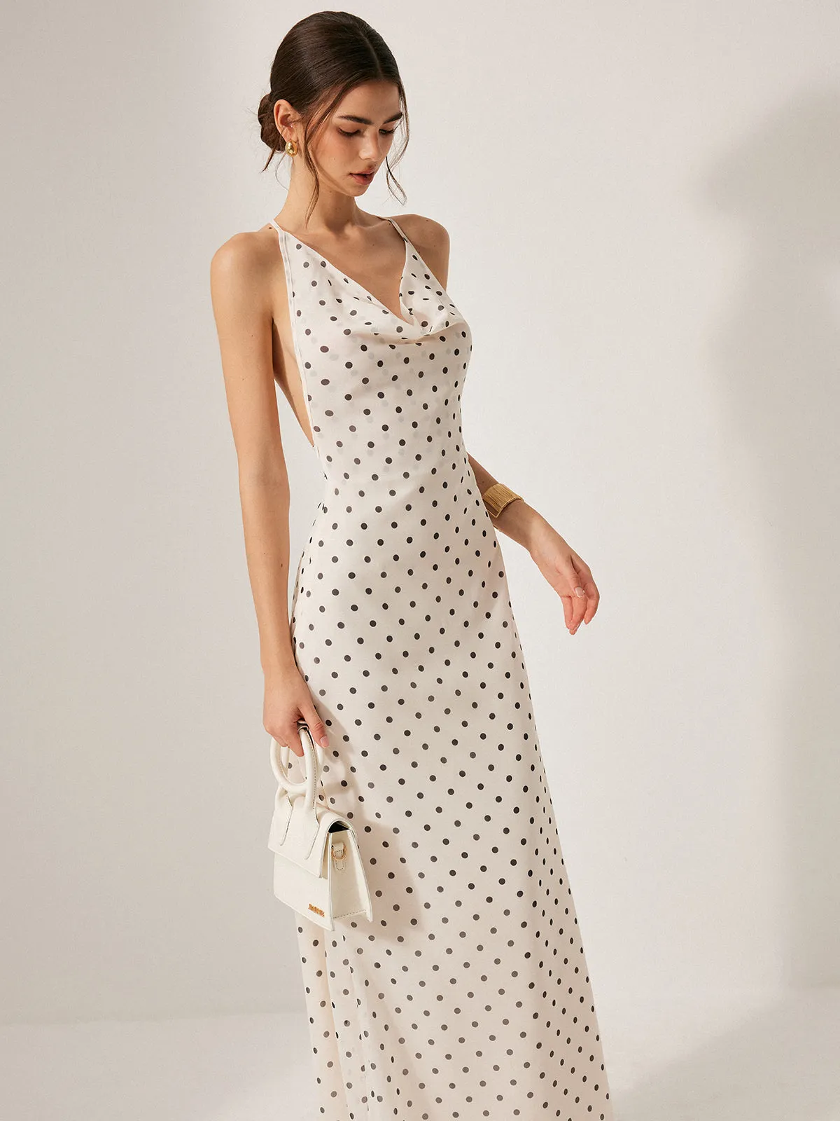 Chiffon Backless Polka Dot Tie Dress sold by COMMENSE product image thumbnail 3