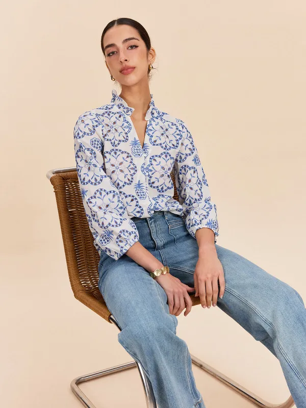 Semi-Sheer Embroidered Button-Down Shirt made by COMMENSE