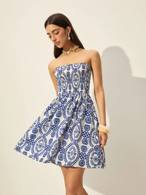 Strapless Floral Print Dress sold by COMMENSE