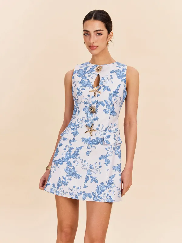 Floral Print Decor Pocket Dress sold by COMMENSE