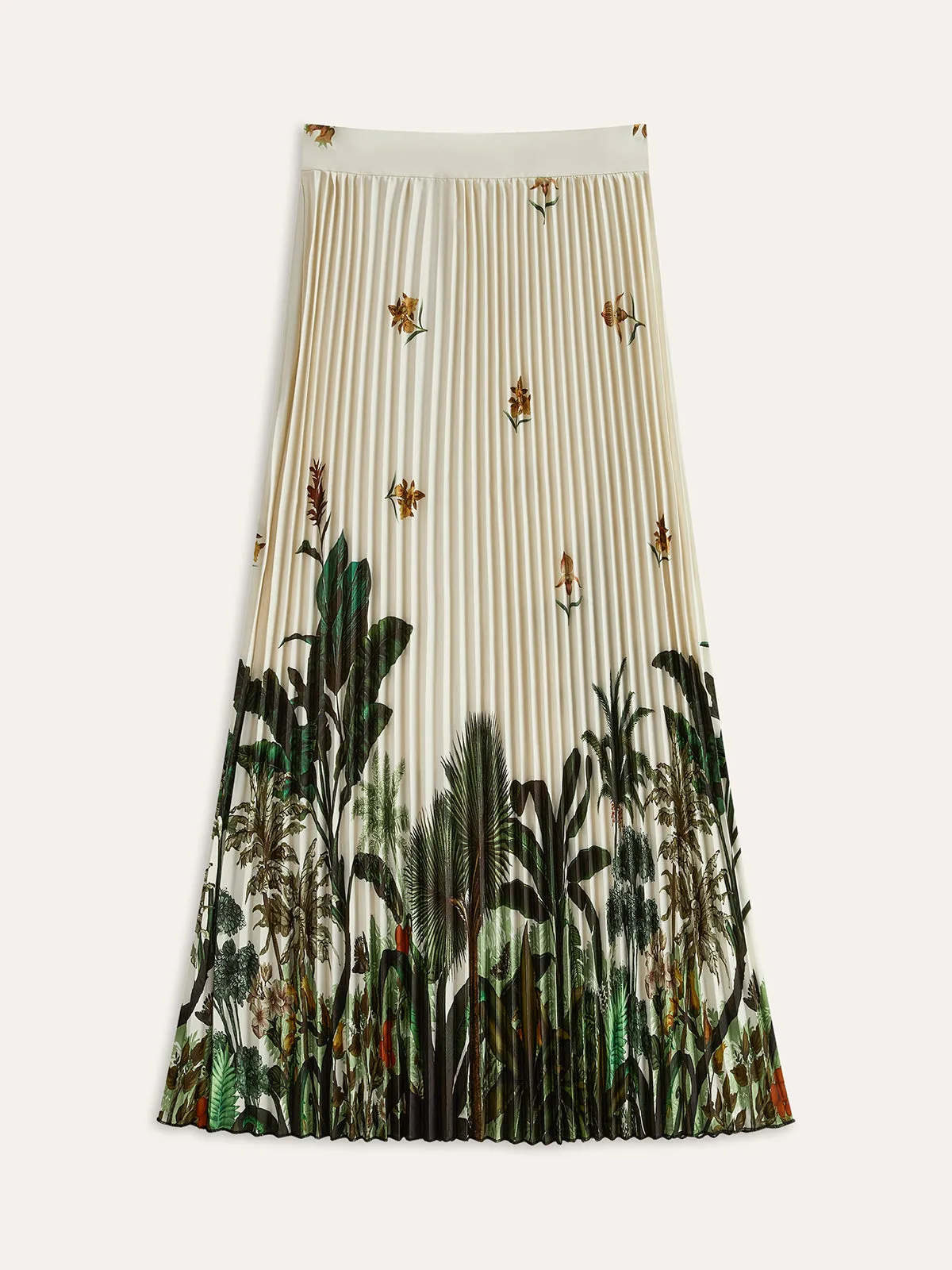 Boho Print Mid-Waist Oversized Pleated Zipper Skirt sold by COMMENSE
