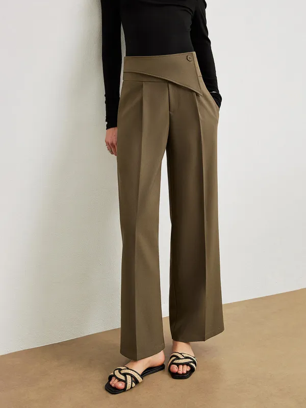 Mid-Waist Asymmetrical Design Pants sold by COMMENSE