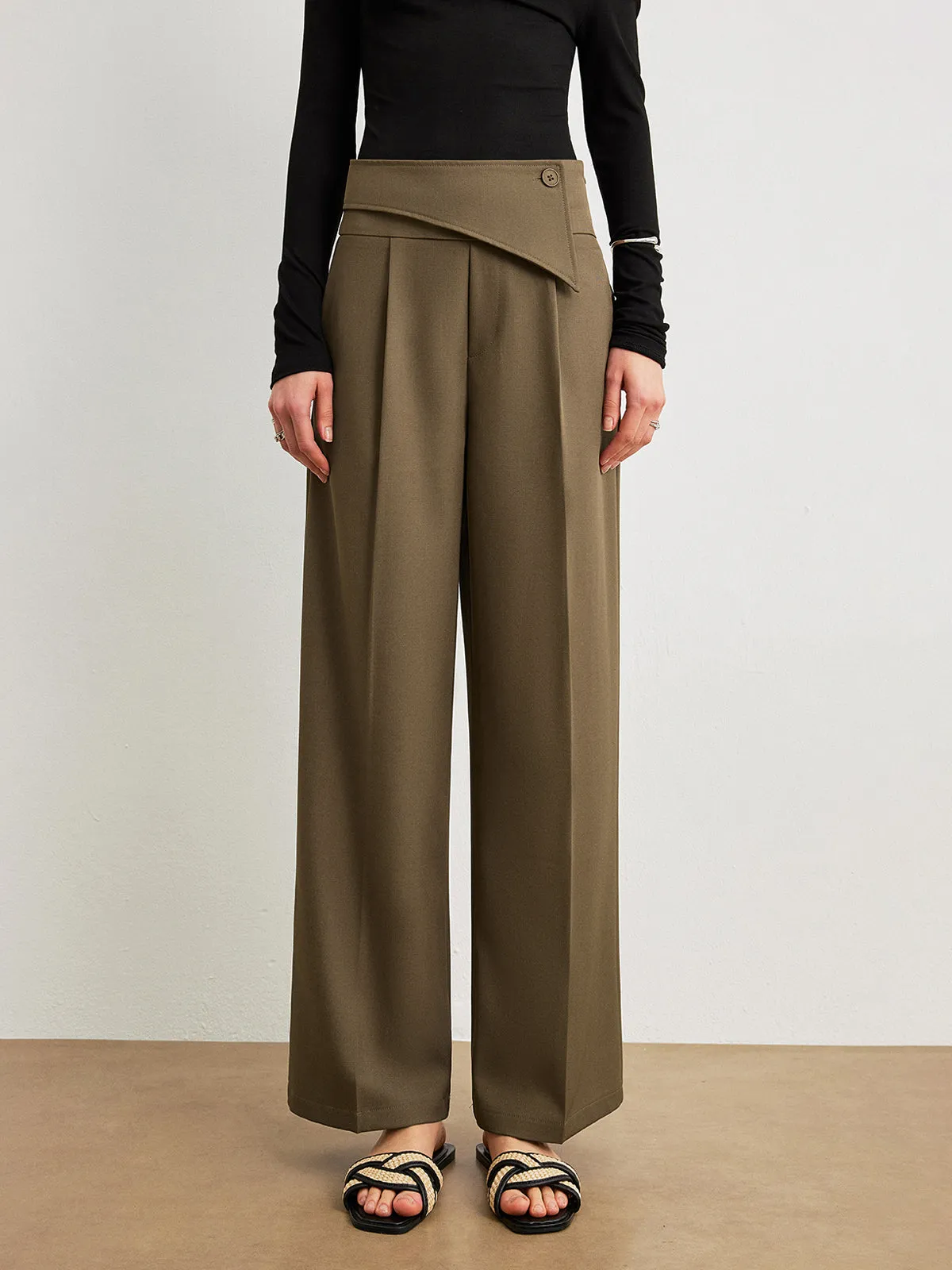 Mid-Waist Asymmetrical Design Pants sold by COMMENSE product image thumbnail 4