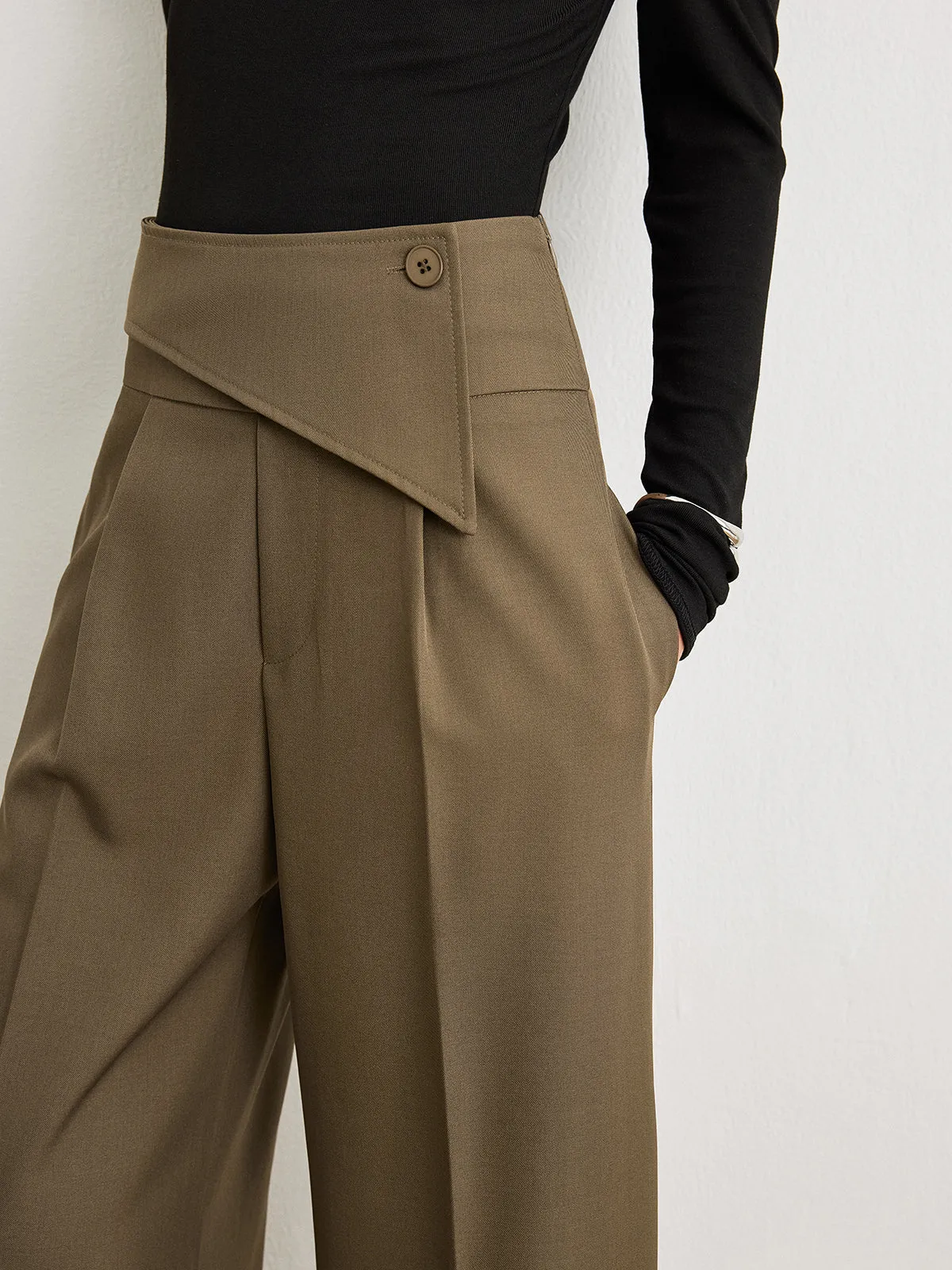 Mid-Waist Asymmetrical Design Pants sold by COMMENSE product image thumbnail 2