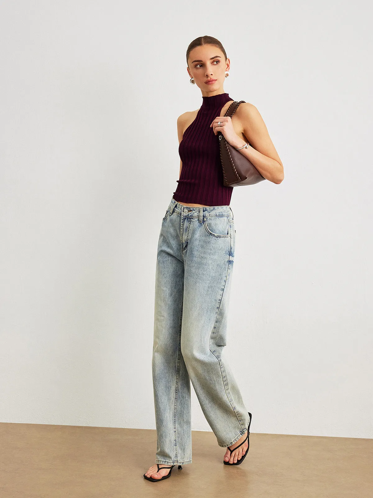 Ribbed Knit High-Neck Top sold by COMMENSE product image thumbnail 3