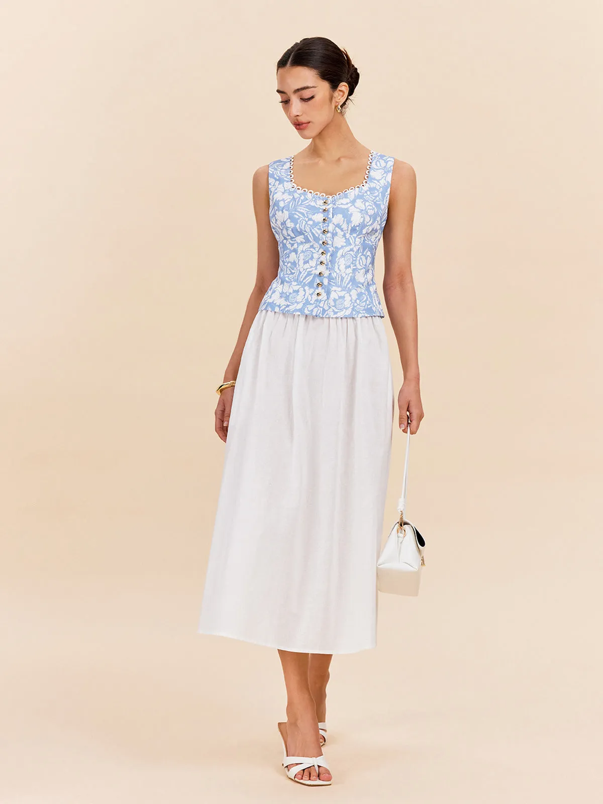 Floral Print Button-Front Top sold by COMMENSE product image thumbnail 4