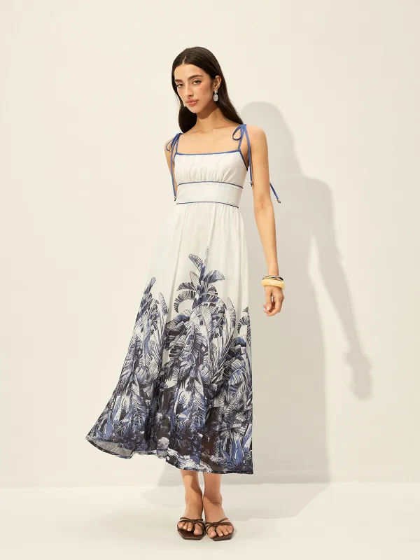 Tropical Print Tie-Strap Dress sold by COMMENSE