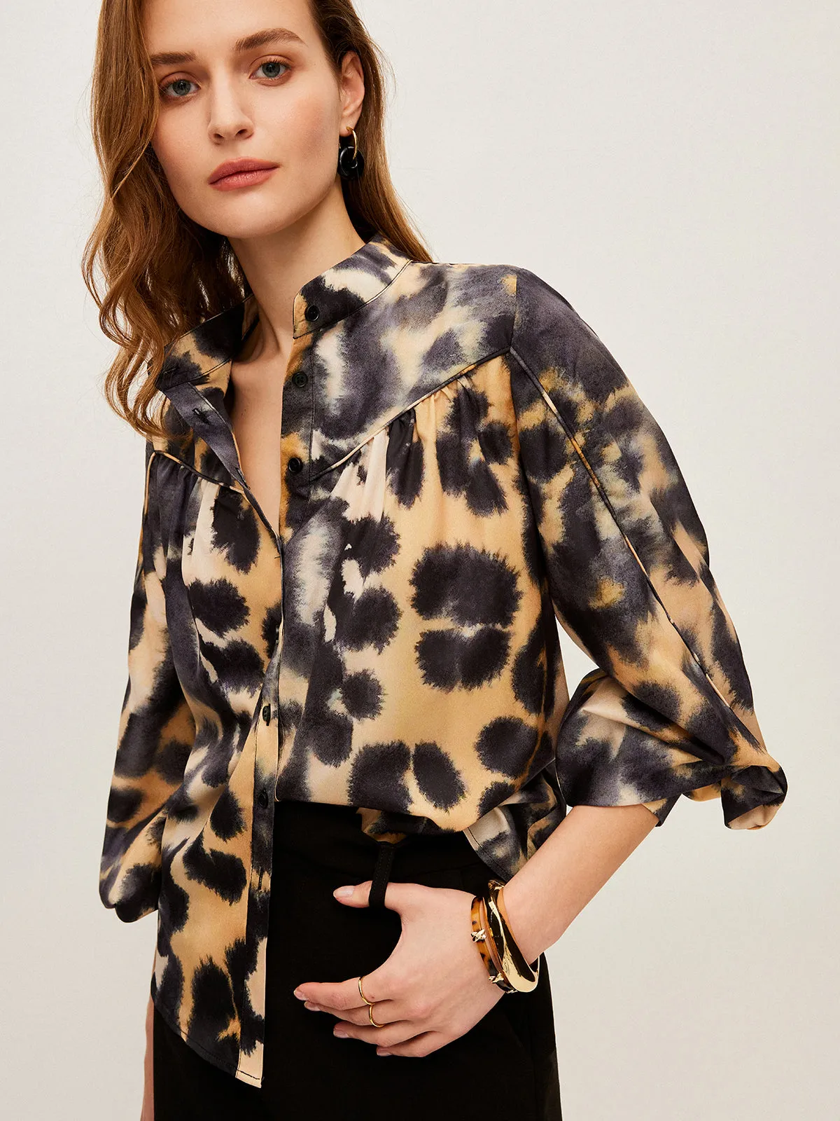 Leopard Print Button-Up Shirt sold by COMMENSE product image thumbnail 2