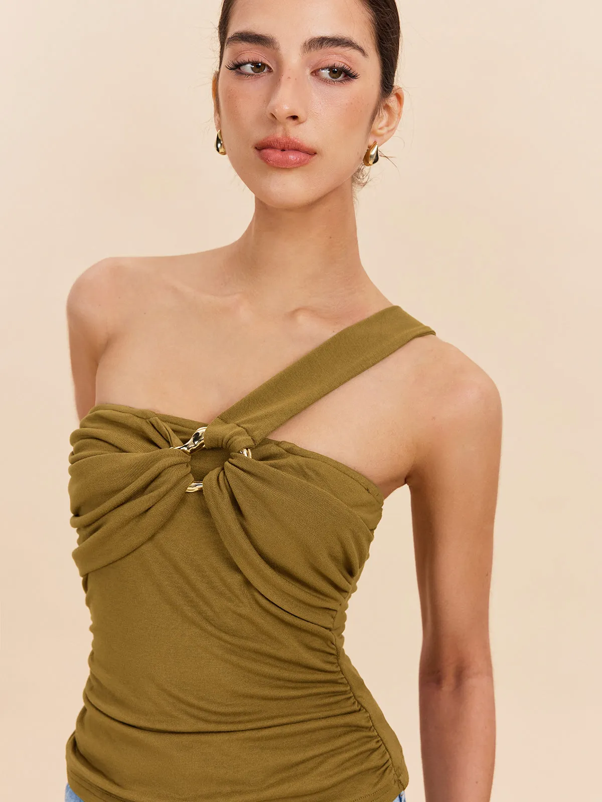 Twist Front One-Shoulder Top sold by COMMENSE product image thumbnail 4