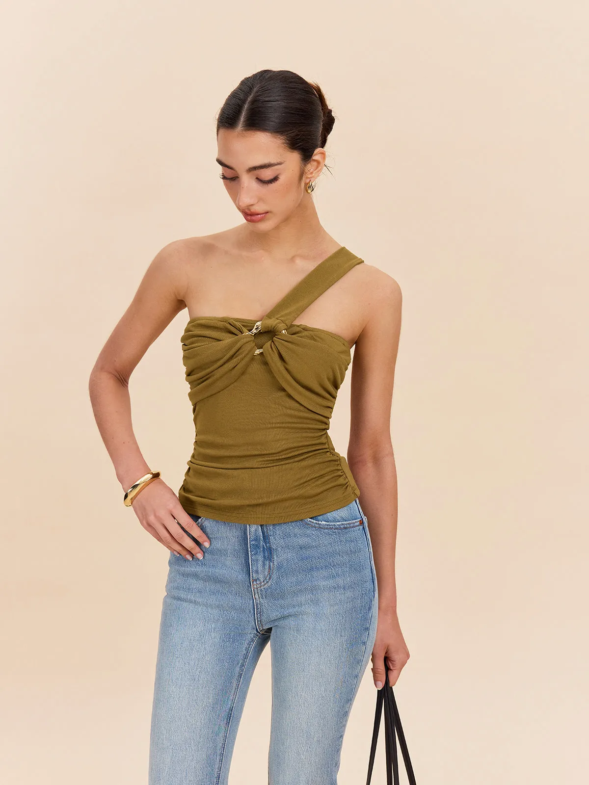 Twist Front One-Shoulder Top sold by COMMENSE product image thumbnail 3