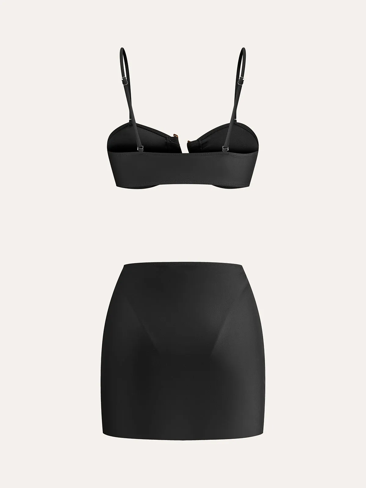 Golden Detail Bikini Set With Cover-Up Skirt sold by COMMENSE product image thumbnail 3