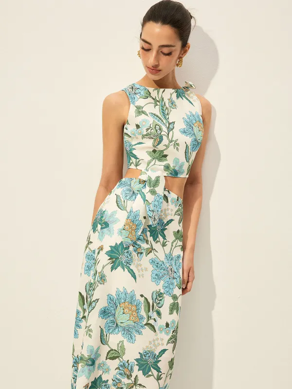 Floral Print Cut-Out Dress sold by COMMENSE