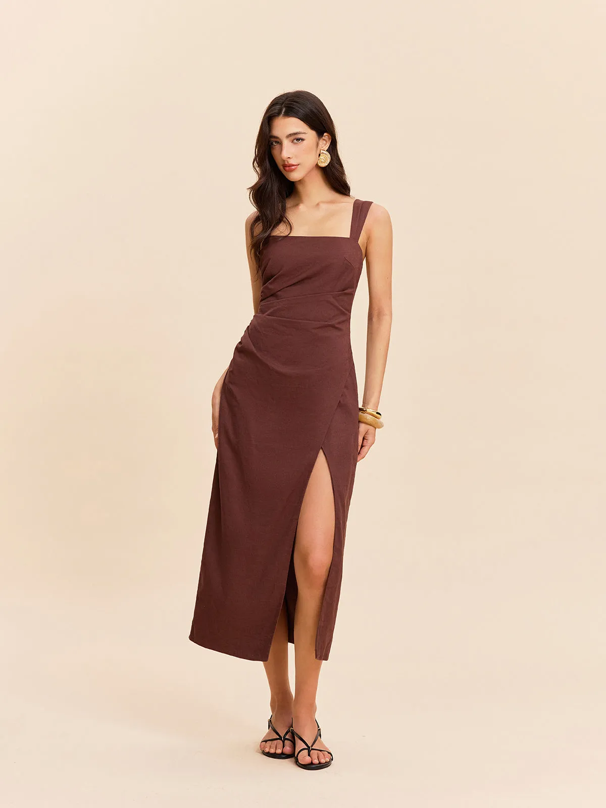 Cotton & Linen Slit Dress sold by COMMENSE product image thumbnail 2