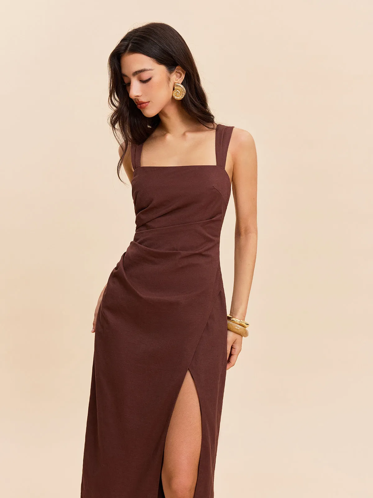 Cotton & Linen Slit Dress sold by COMMENSE product image thumbnail 3