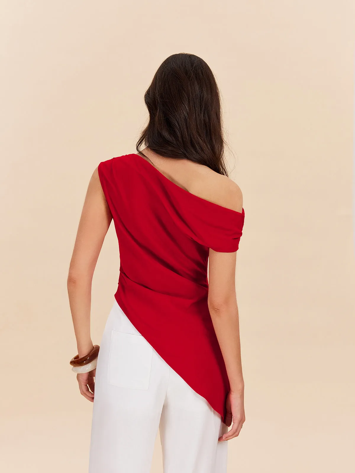 Cotton & Linen One-Shoulder Top sold by COMMENSE product image thumbnail 3
