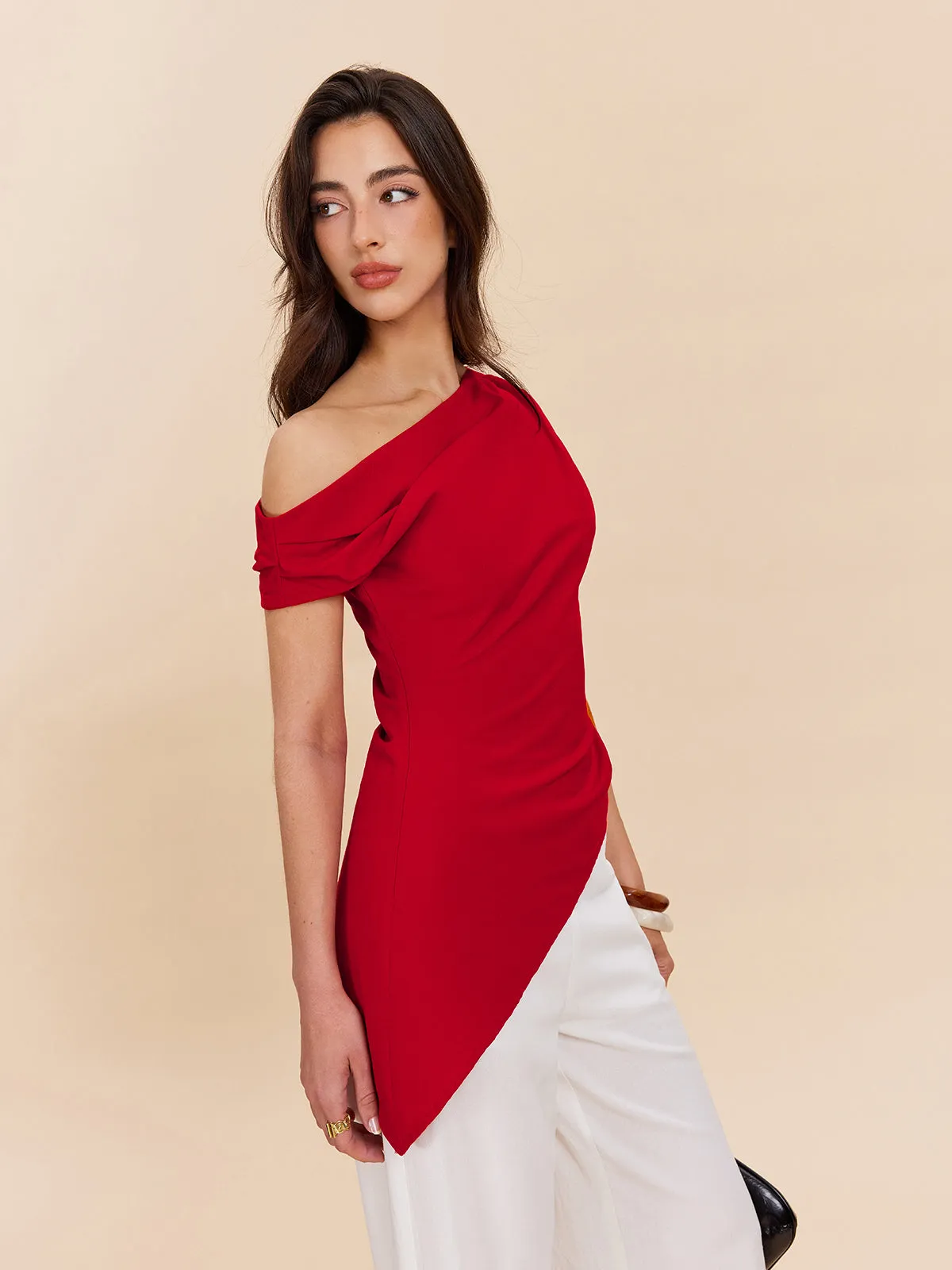 Cotton & Linen One-Shoulder Top sold by COMMENSE product image thumbnail 2