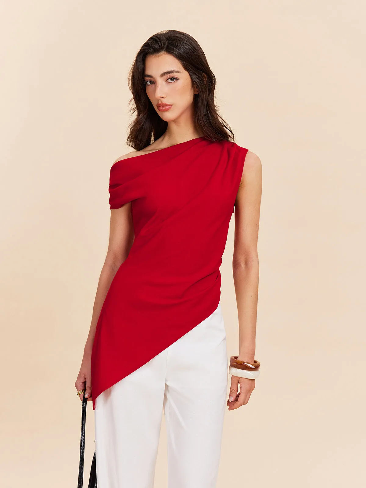 Cotton & Linen One-Shoulder Top sold by COMMENSE product image thumbnail 4