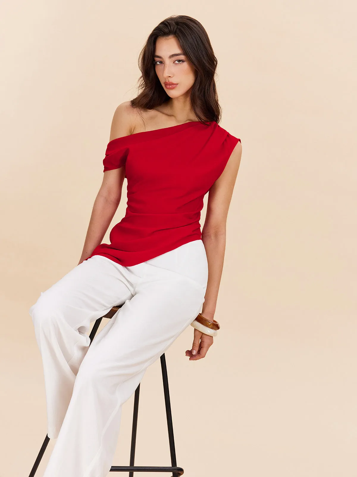 Cotton & Linen One-Shoulder Top sold by COMMENSE product image thumbnail 5