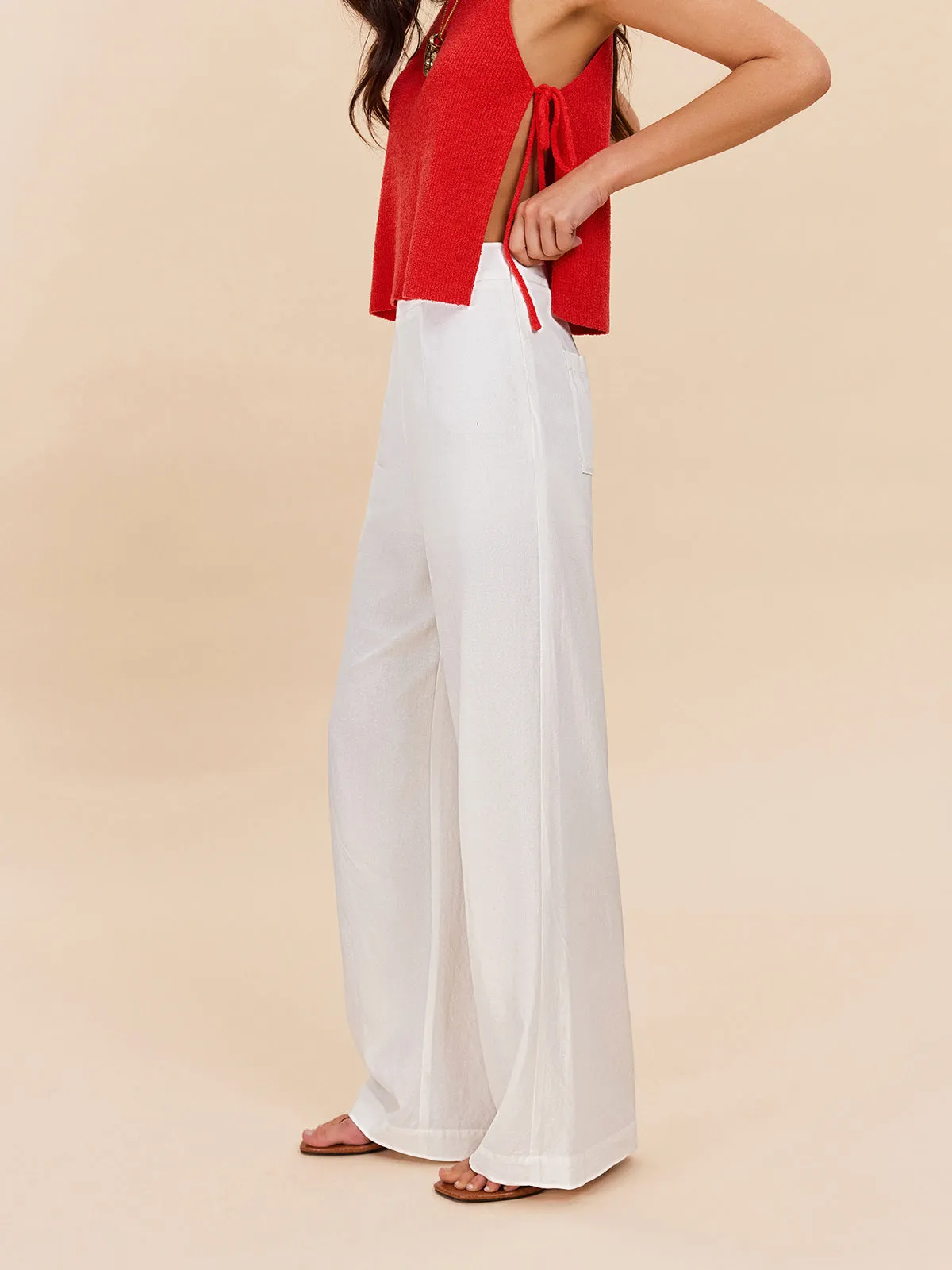 Cotton & Linen Semi-Sheer High-Waist Pants sold by COMMENSE product image thumbnail 5