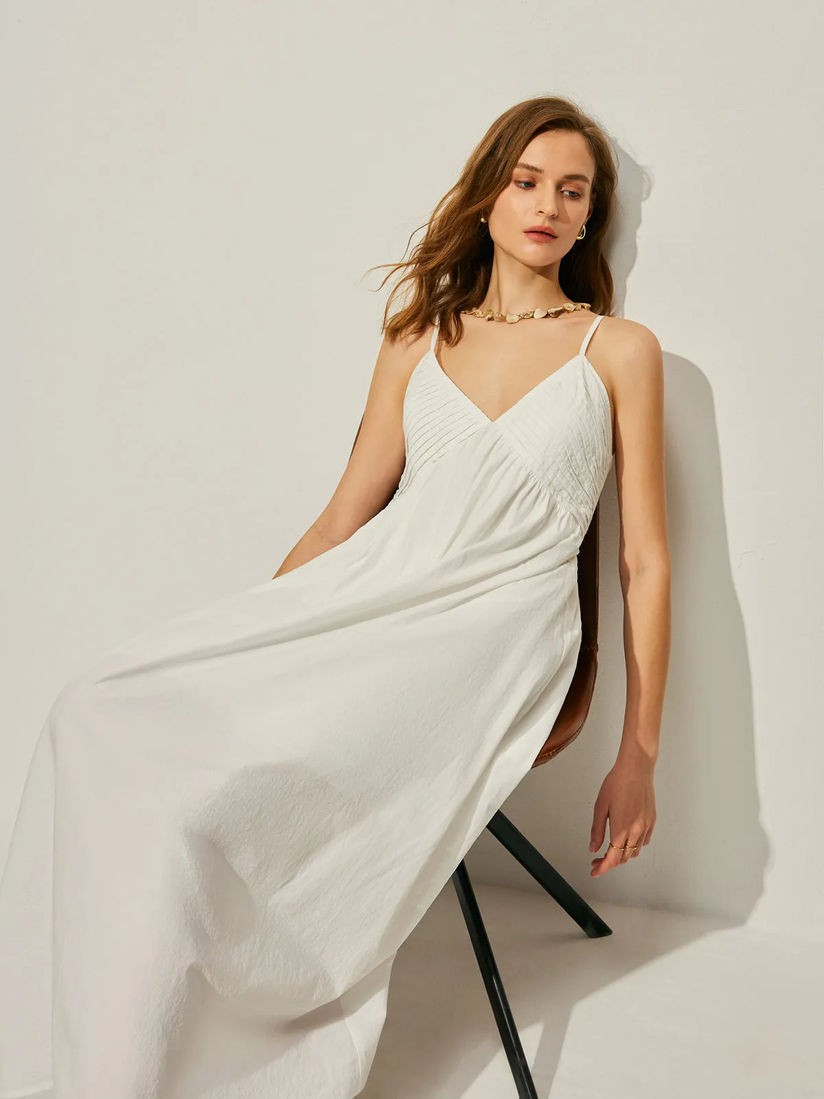 Cotton V-Neck Cami Dress sold by COMMENSE product image thumbnail 3