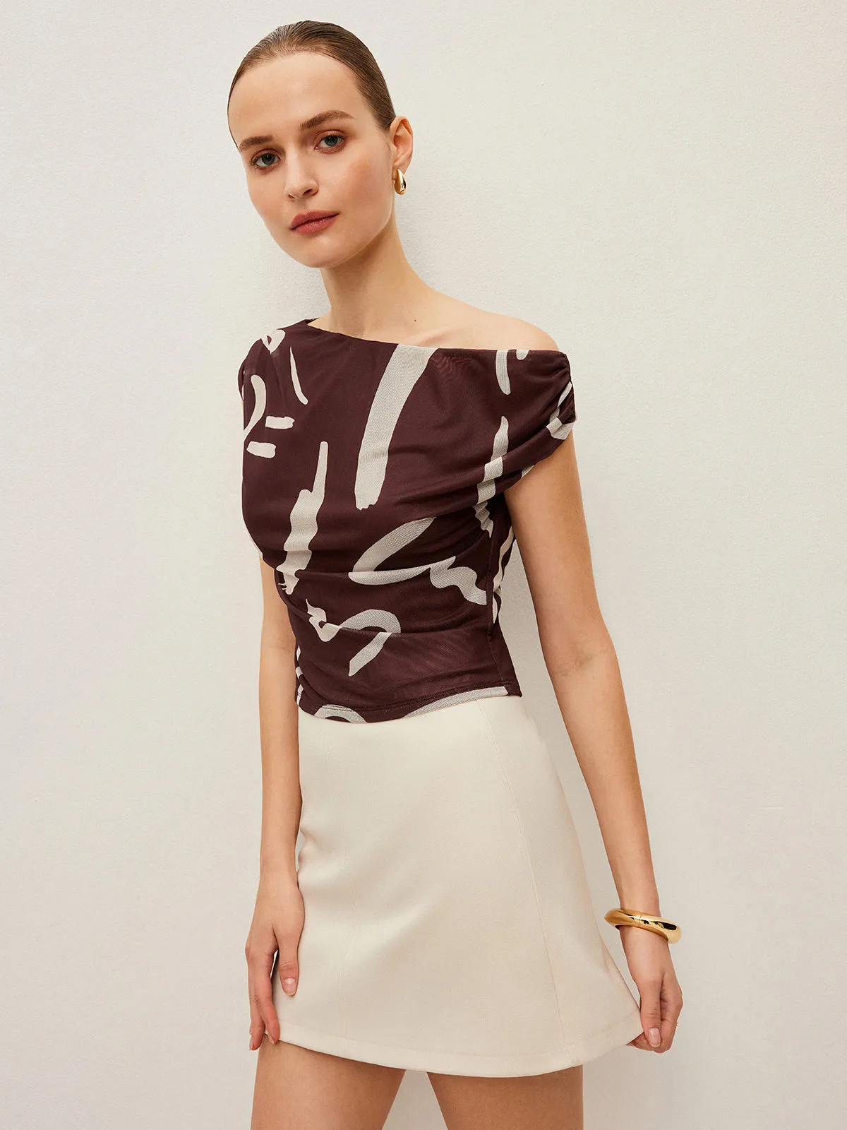 Abstract Print Off-Shoulder Top sold by COMMENSE product image thumbnail 4