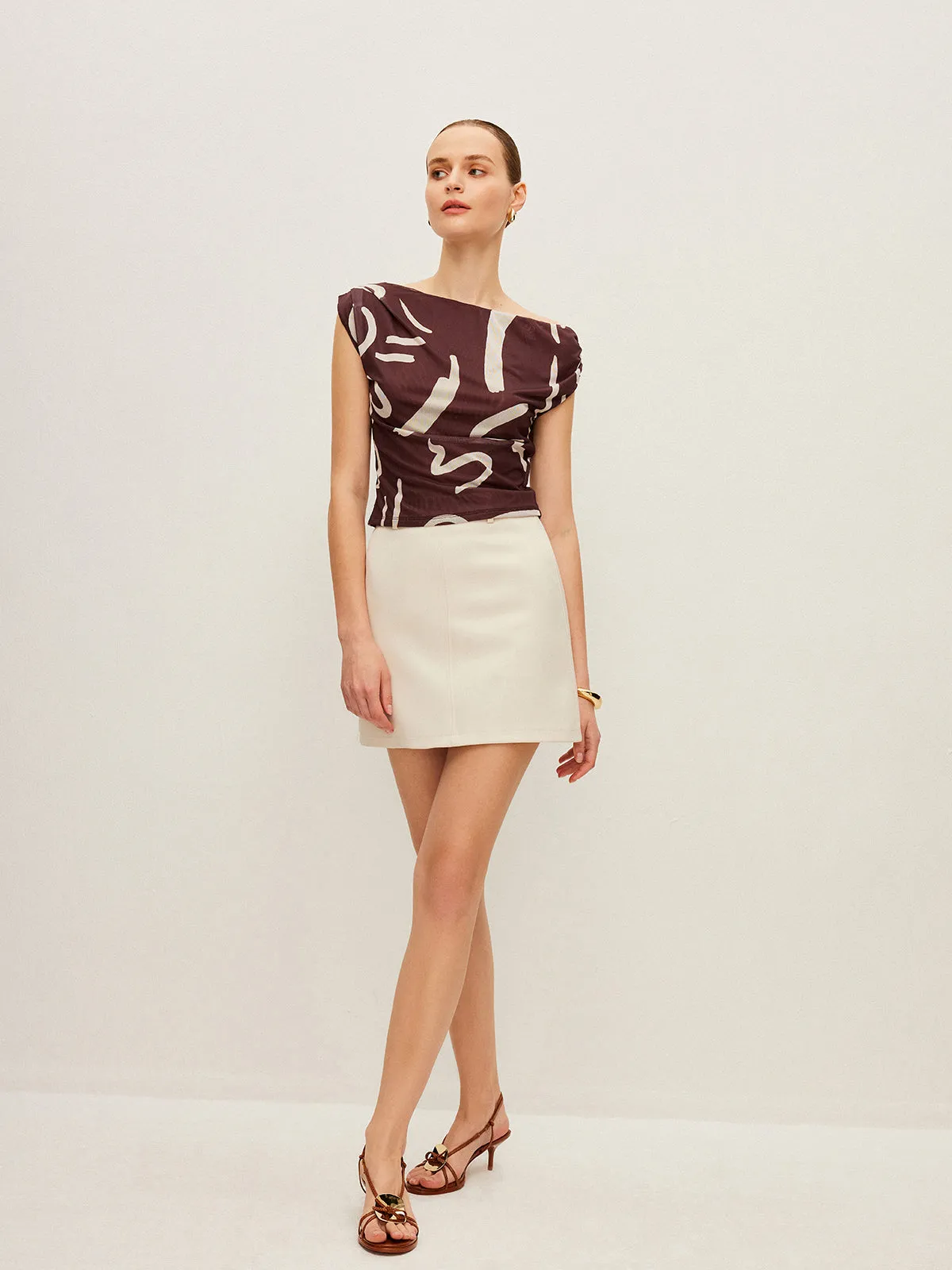 Abstract Print Off-Shoulder Top sold by COMMENSE