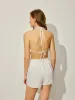 Three-Piece Shirt Bikini Top With Shorts Set sold by COMMENSE