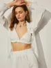 Three-Piece Shirt Bikini Top With Shorts Set sold by COMMENSE