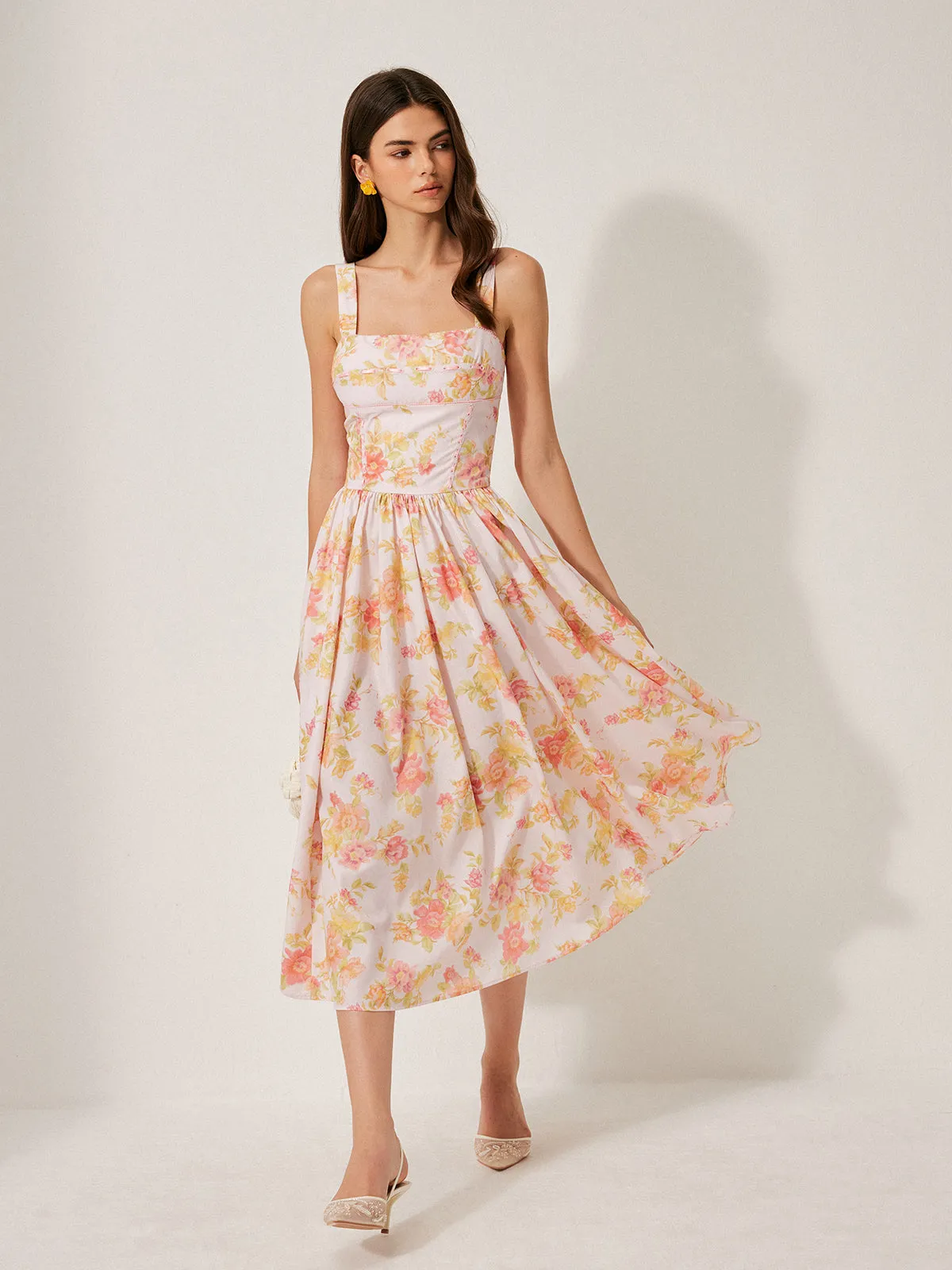 Floral Print A-Line Dress sold by COMMENSE