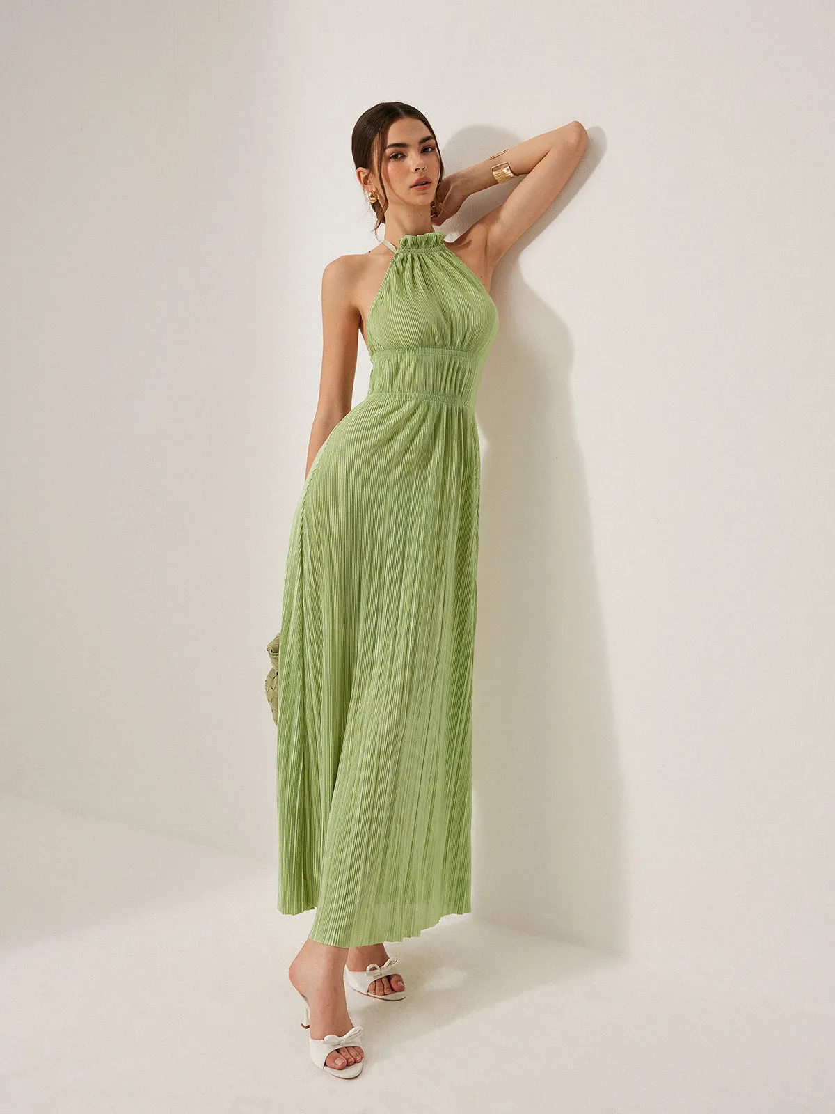 Pleated Halter Backless Dress sold by COMMENSE product image thumbnail 4