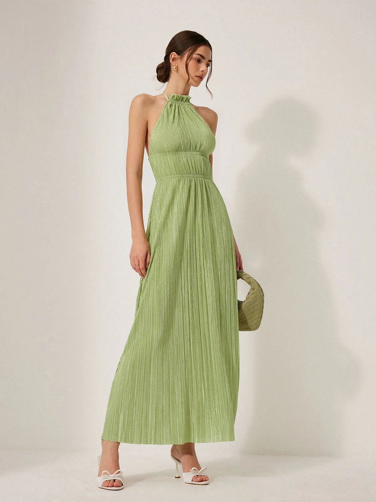 Pleated Halter Backless Dress sold by COMMENSE product image thumbnail 3