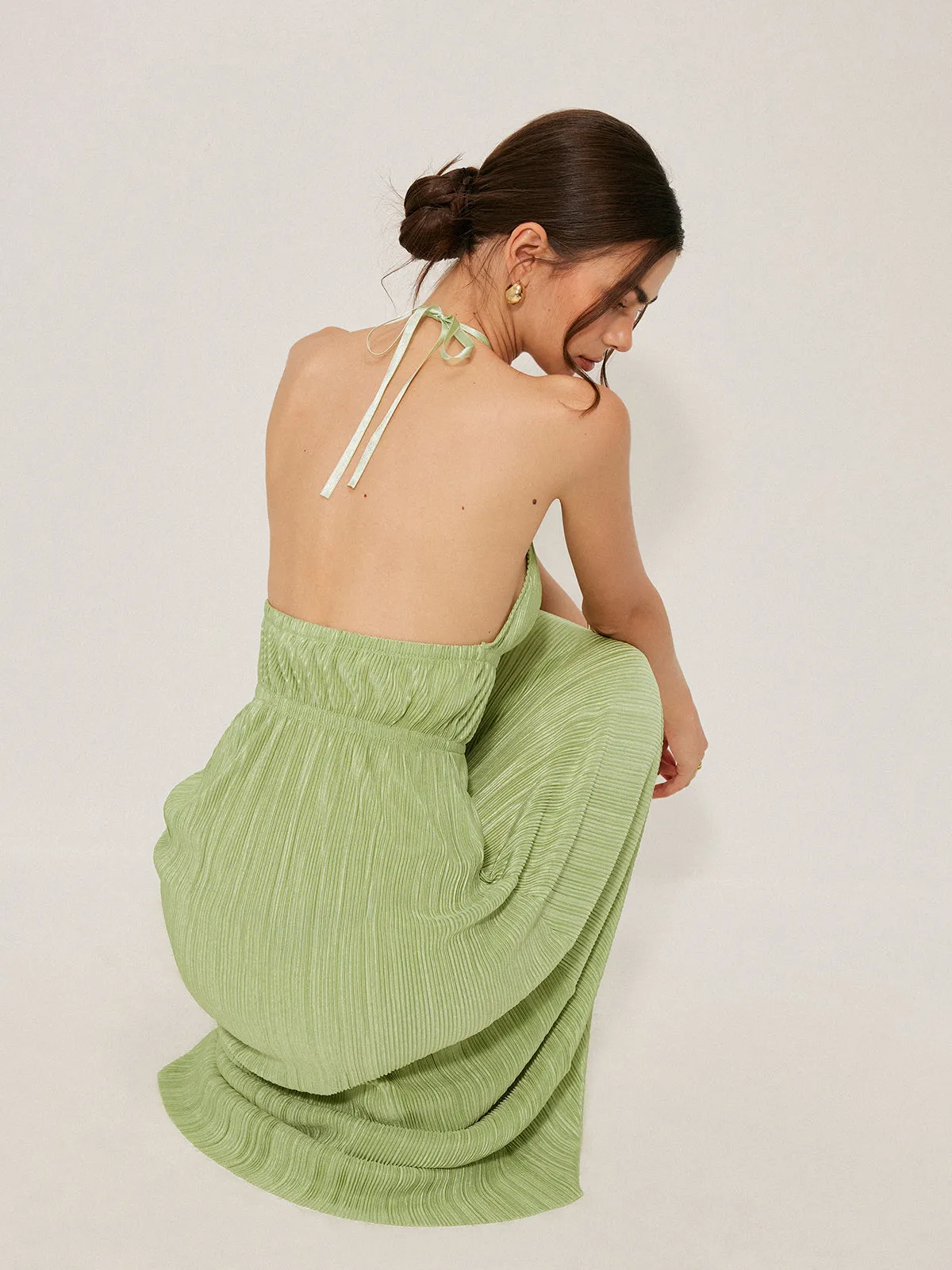 Pleated Halter Backless Dress sold by COMMENSE product image thumbnail 2
