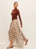 Semi-Sheer Plaid Chiffon Skirt sold by COMMENSE