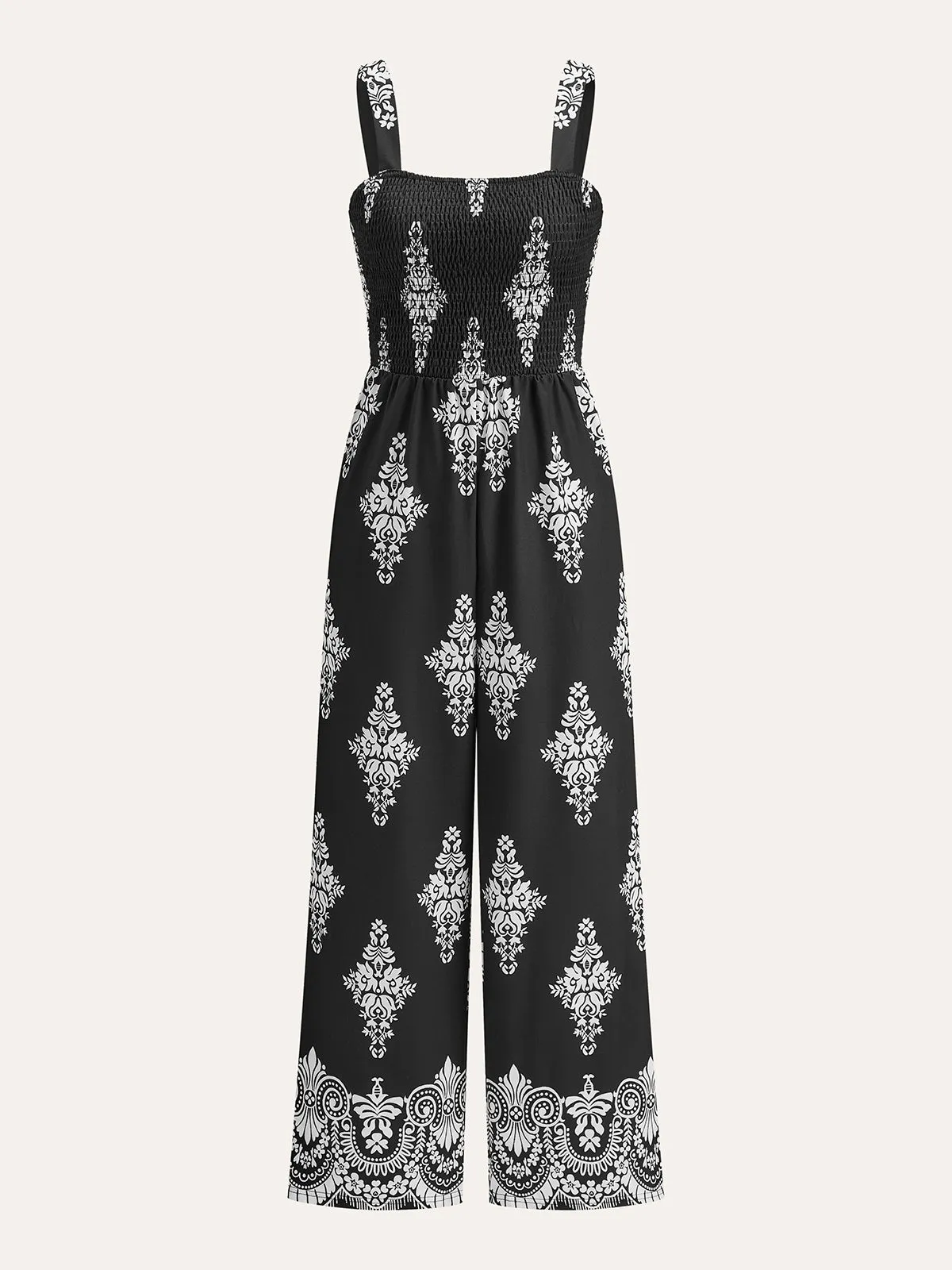 Smocked Floral Print Jumpsuit sold by COMMENSE