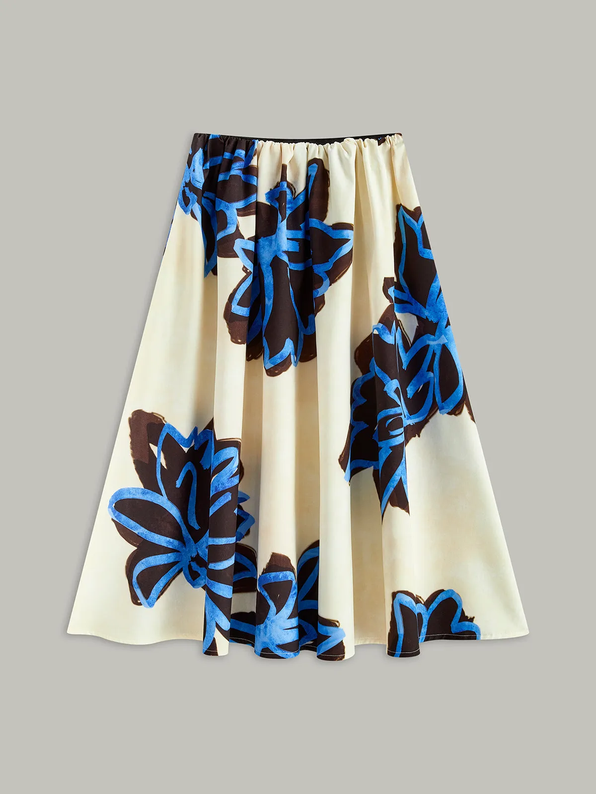 Floral Print Elastic Waist Skirt sold by COMMENSE