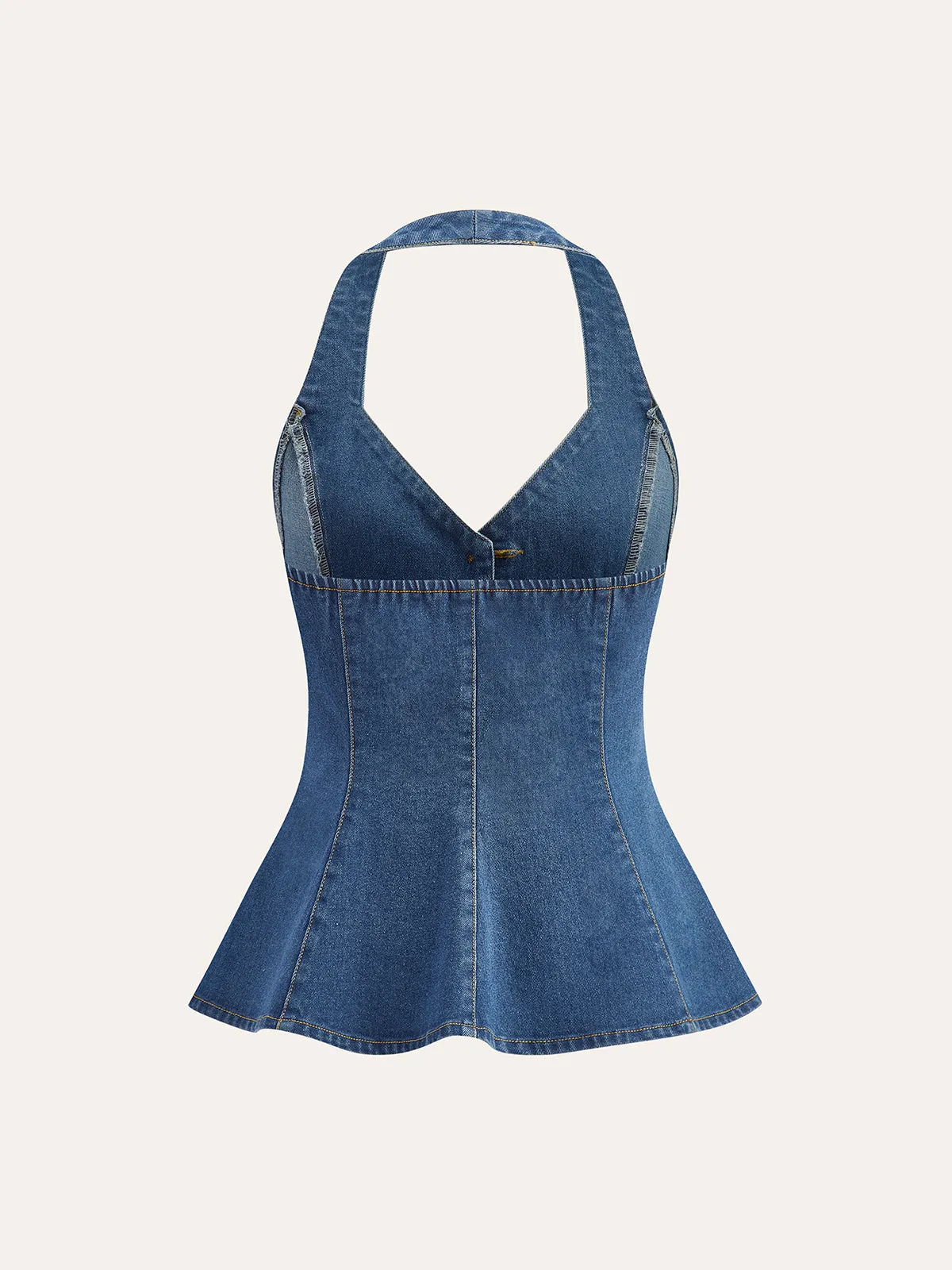 Denim Halter Top With Button Details sold by COMMENSE product image thumbnail 4