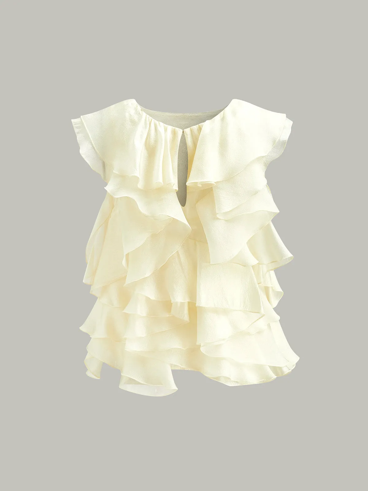 Ruffle Detail Keyhole Back Top sold by COMMENSE product image thumbnail 4