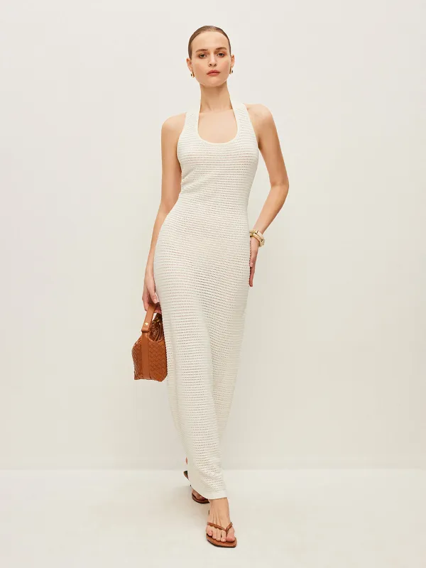 Semi-Sheer Knit Backless Dress sold by COMMENSE