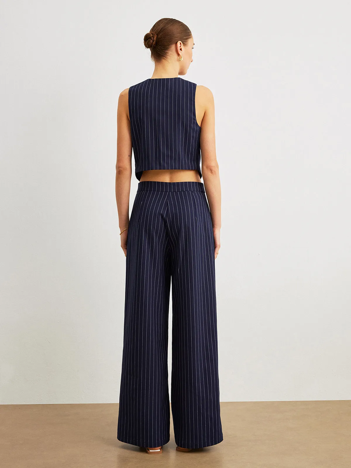 Pinstripe Pants Set With Pockets sold by COMMENSE product image thumbnail 5
