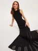 Semi-Sheer Mesh Flared Dress Without Belt sold by COMMENSE