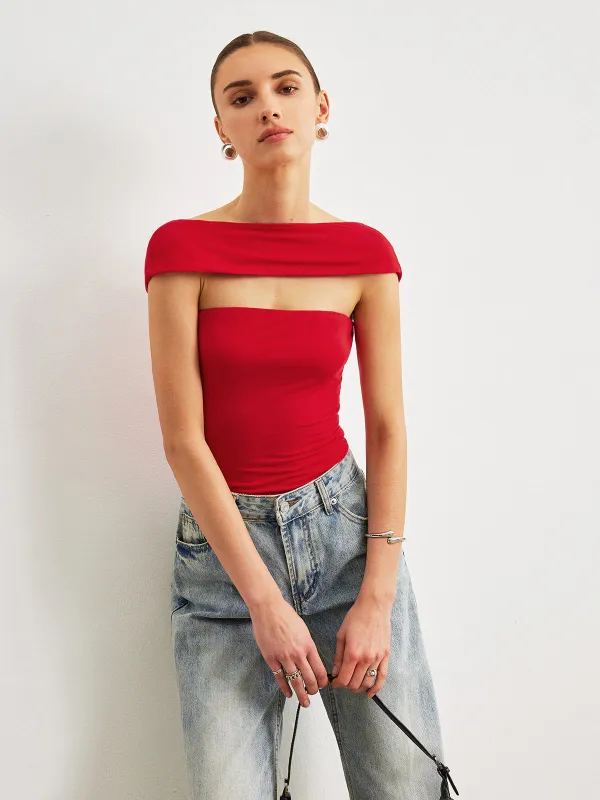 Off-Shoulder Backless Top sold by COMMENSE