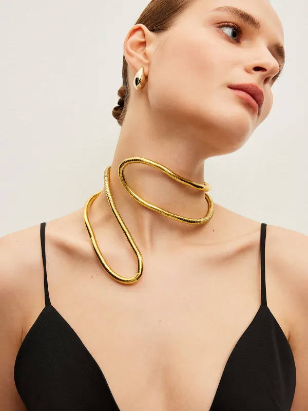 Twisted Bendable Golden Necklace sold by COMMENSE