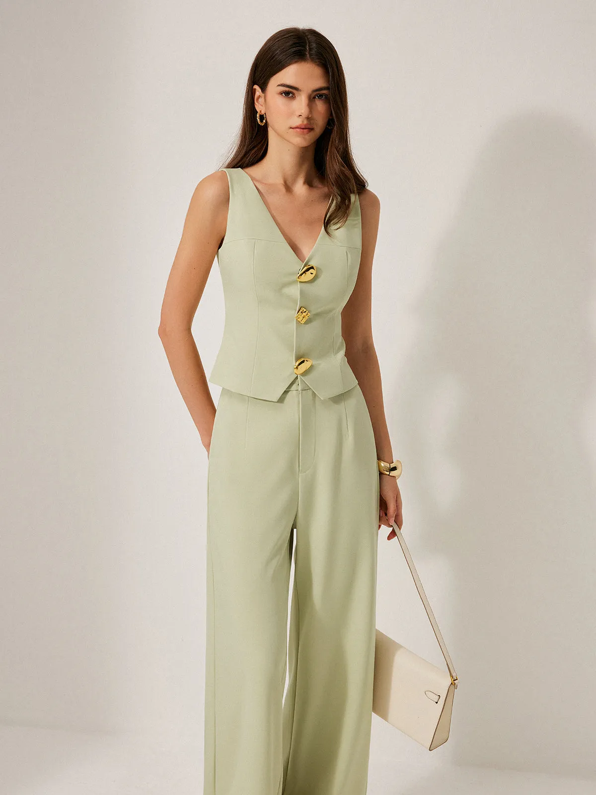 Metal Detail V-Neck Sleeveless Vest sold by COMMENSE product image thumbnail 5