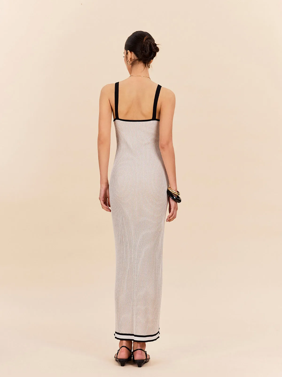 Striped Contrast Trim Spaghetti Strap Sweater Dress sold by COMMENSE product image thumbnail 5