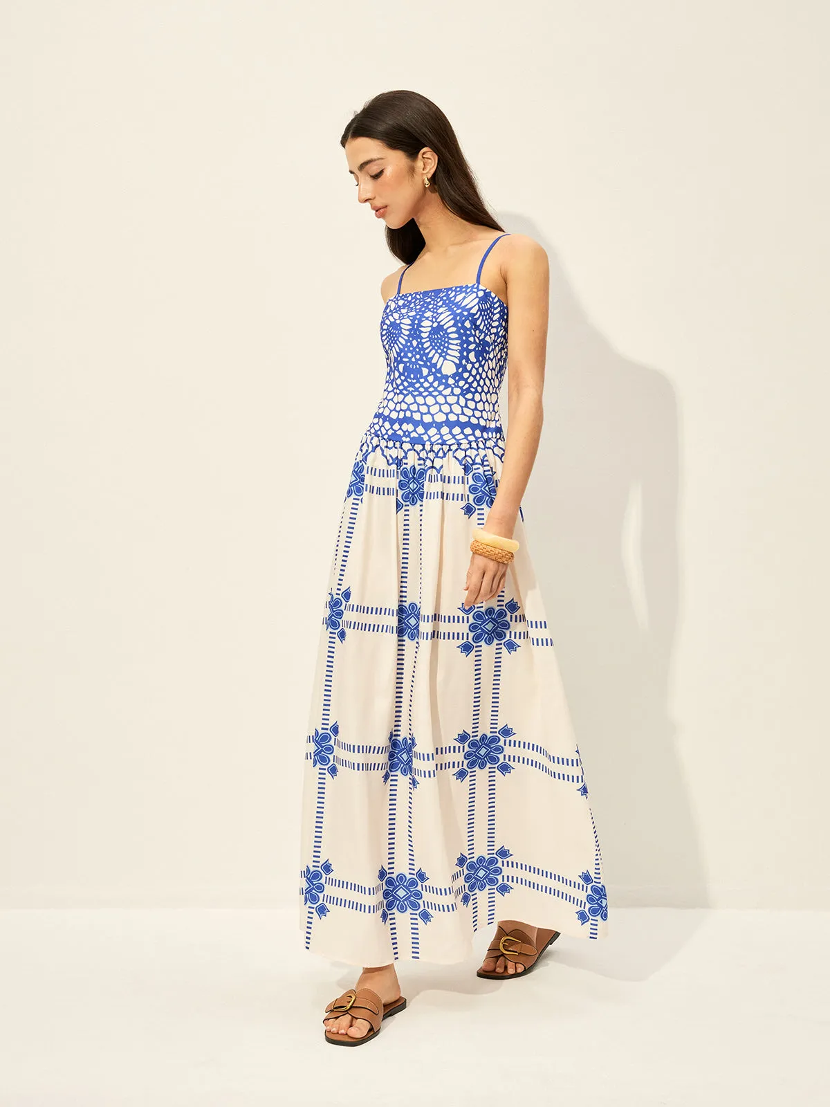 Print Adujstable Spaghetti Strap Zipper Dress sold by COMMENSE product image thumbnail 4