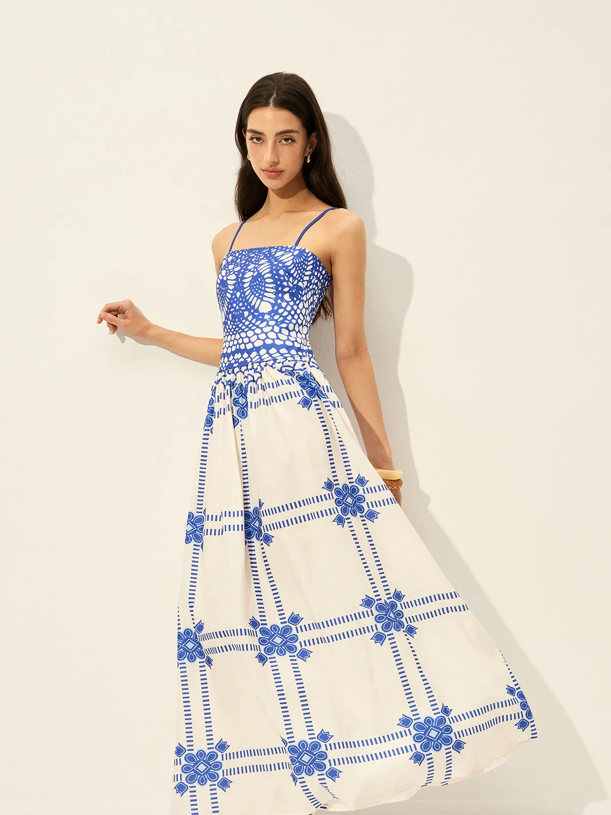 Print Adujstable Spaghetti Strap Zipper Dress sold by COMMENSE product image thumbnail 3