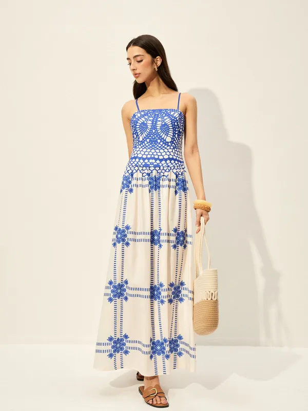 Print Adujstable Spaghetti Strap Zipper Dress sold by COMMENSE